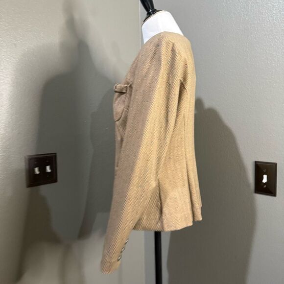 Cabi Penny Brown Herringbone Collarless Blazer Jacket #3170 - Picture 6 of 12